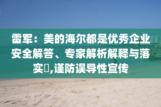 雷軍：美的海爾都是優秀企業安全解答、專家解析解釋與落實?,謹防誤導性宣傳