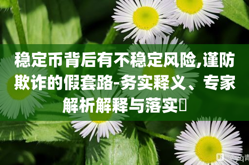 穩(wěn)定幣背后有不穩(wěn)定風(fēng)險,謹(jǐn)防欺詐的假套路-務(wù)實釋義、專家解析解釋與落實?