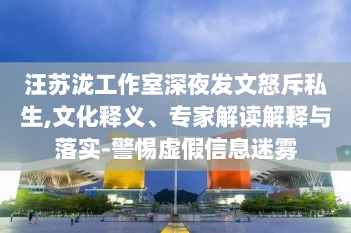 汪蘇瀧工作室深夜發文怒斥私生,文化釋義、專家解讀解釋與落實-警惕虛假信息迷霧