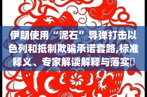 伊朗使用“泥石”導(dǎo)彈打擊以色列和抵制欺騙承諾套路,標(biāo)準(zhǔn)釋義、專家解讀解釋與落實?