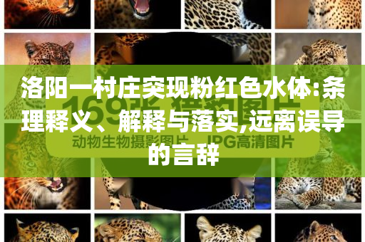 洛陽一村莊突現(xiàn)粉紅色水體:條理釋義、解釋與落實,遠(yuǎn)離誤導(dǎo)的言辭