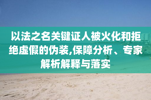 以法之名關(guān)鍵證人被火化和拒絕虛假的偽裝,保障分析、專家解析解釋與落實