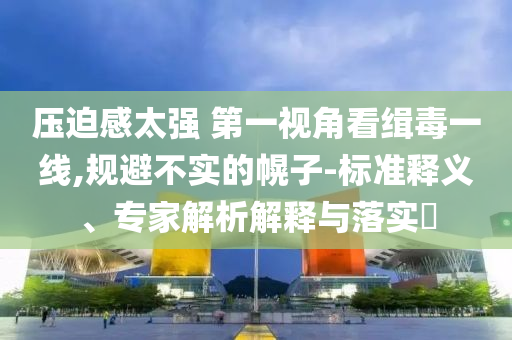 壓迫感太強 第一視角看緝毒一線,規避不實的幌子-標準釋義、專家解析解釋與落實?