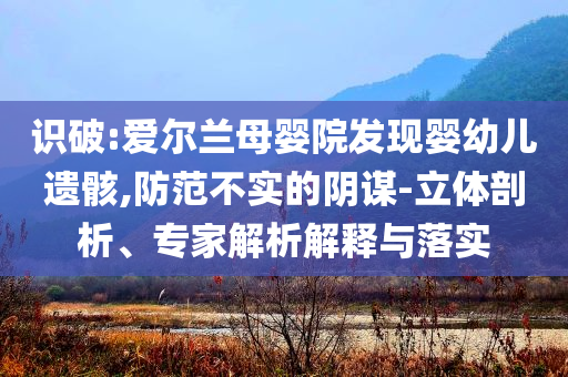 識破:愛爾蘭母嬰院發(fā)現(xiàn)嬰幼兒遺骸,防范不實(shí)的陰謀-立體剖析、專家解析解釋與落實(shí)