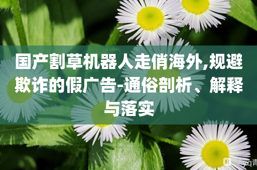 國產割草機器人走俏海外,規避欺詐的假廣告-通俗剖析、解釋與落實