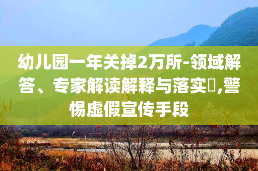 幼兒園一年關掉2萬所-領域解答、專家解讀解釋與落實?,警惕虛假宣傳手段