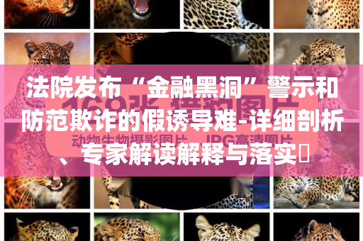 法院發布“金融黑洞”警示和防范欺詐的假誘導難-詳細剖析、專家解讀解釋與落實?