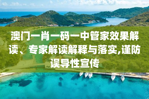 澳門一肖一碼一中管家效果解讀、專家解讀解釋與落實,謹防誤導性宣傳