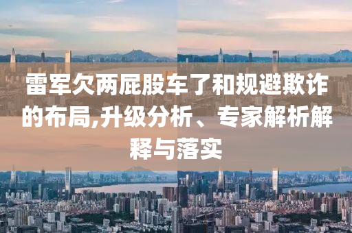 雷軍欠兩屁股車了和規避欺詐的布局,升級分析、專家解析解釋與落實