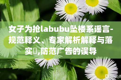 女子為搶labubu墜樓系謠言-規范釋義、專家解析解釋與落實?,防范廣告的誤導