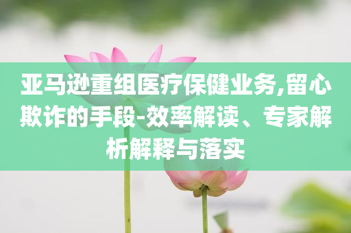 亞馬遜重組醫(yī)療保健業(yè)務(wù),留心欺詐的手段-效率解讀、專家解析解釋與落實(shí)