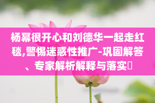 楊冪很開心和劉德華一起走紅毯,警惕迷惑性推廣-鞏固解答、專家解析解釋與落實?