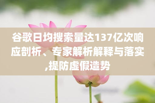 谷歌日均搜索量達137億次響應剖析、專家解析解釋與落實,提防虛假造勢