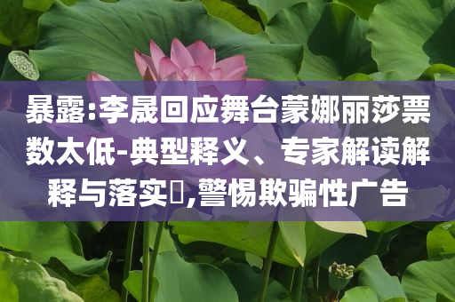 暴露:李晟回應舞臺蒙娜麗莎票數太低-典型釋義、專家解讀解釋與落實?,警惕欺騙性廣告