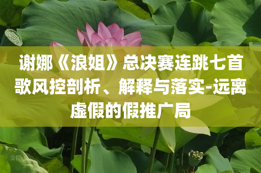 謝娜《浪姐》總決賽連跳七首歌風(fēng)控剖析、解釋與落實(shí)-遠(yuǎn)離虛假的假推廣局