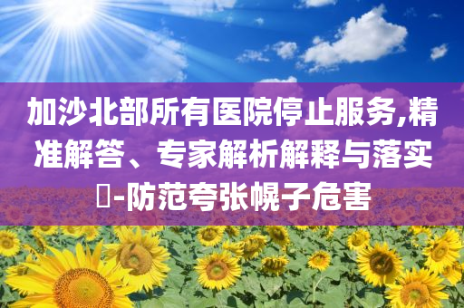 加沙北部所有醫院停止服務,精準解答、專家解析解釋與落實?-防范夸張幌子危害