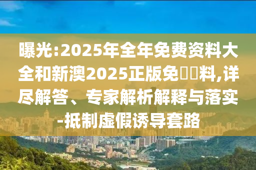 曝光:2025年全年免費資料大全和新澳2025正版免費資料,詳盡解答、專家解析解釋與落實-抵制虛假誘導套路