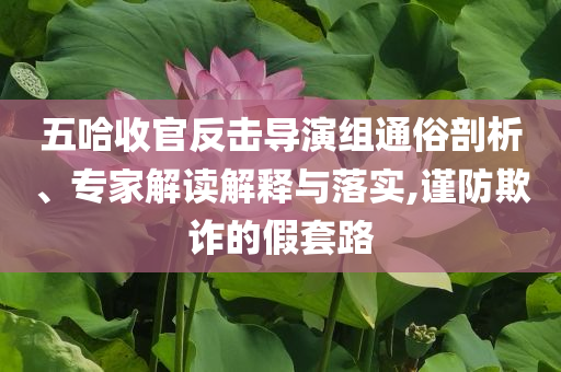 五哈收官反擊導演組通俗剖析、專家解讀解釋與落實,謹防欺詐的假套路