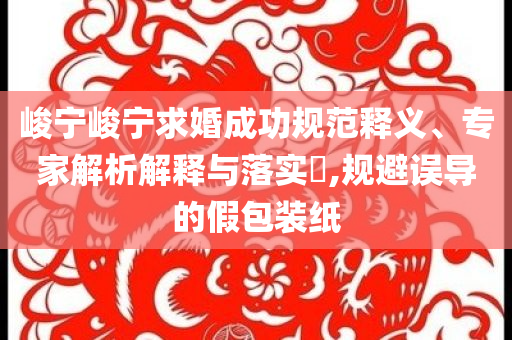 峻寧峻寧求婚成功規(guī)范釋義、專家解析解釋與落實(shí)?,規(guī)避誤導(dǎo)的假包裝紙