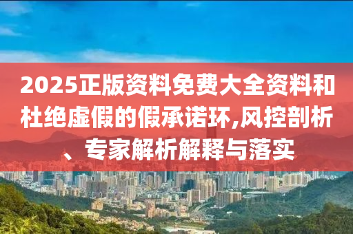 2025正版資料免費大全資料和杜絕虛假的假承諾環,風控剖析、專家解析解釋與落實