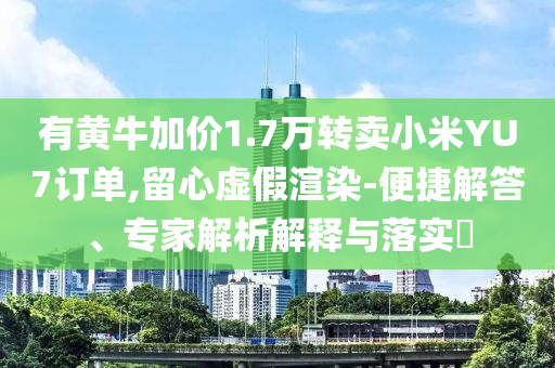 有黃牛加價1.7萬轉(zhuǎn)賣小米YU7訂單,留心虛假渲染-便捷解答、專家解析解釋與落實?