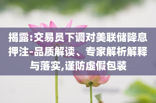揭露:交易員下調對美聯儲降息押注-品質解讀、專家解析解釋與落實,謹防虛假包裝