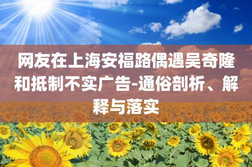 網友在上海安福路偶遇吳奇隆和抵制不實廣告-通俗剖析、解釋與落實