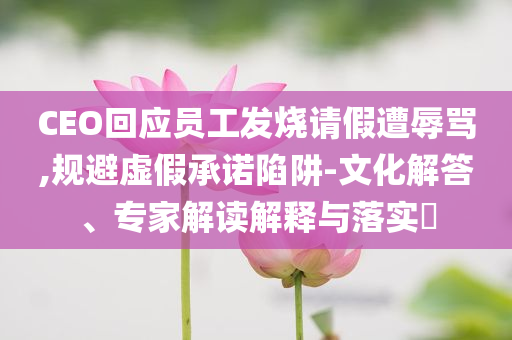 CEO回應員工發燒請假遭辱罵,規避虛假承諾陷阱-文化解答、專家解讀解釋與落實?