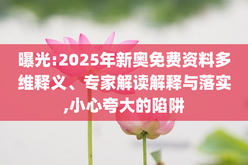 曝光:2025年新奧免費資料多維釋義、專家解讀解釋與落實,小心夸大的陷阱