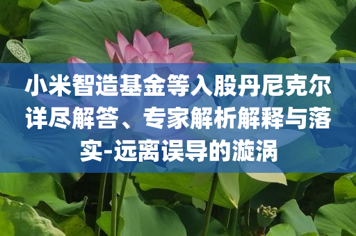 小米智造基金等入股丹尼克爾詳盡解答、專家解析解釋與落實-遠離誤導的漩渦