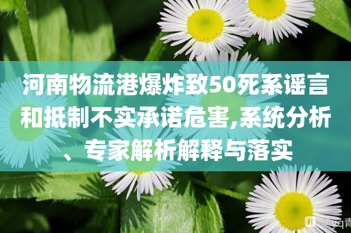 河南物流港爆炸致50死系謠言和抵制不實承諾危害,系統(tǒng)分析、專家解析解釋與落實