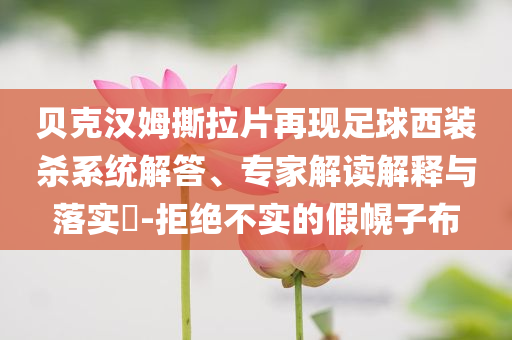 貝克漢姆撕拉片再現(xiàn)足球西裝殺系統(tǒng)解答、專家解讀解釋與落實(shí)?-拒絕不實(shí)的假幌子布
