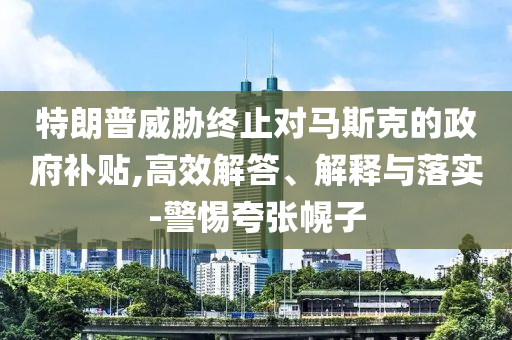 特朗普威脅終止對(duì)馬斯克的政府補(bǔ)貼,高效解答、解釋與落實(shí)-警惕夸張幌子