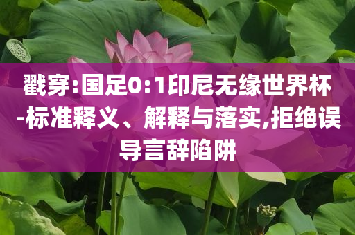 戳穿:國足0:1印尼無緣世界杯-標準釋義、解釋與落實,拒絕誤導言辭陷阱