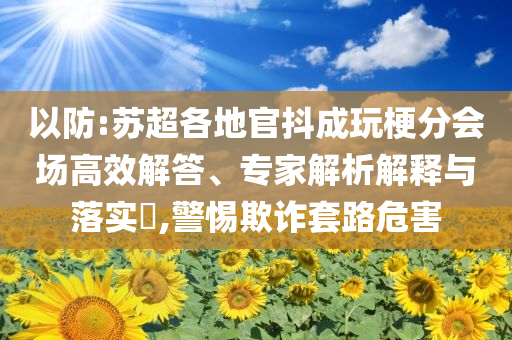 以防:蘇超各地官抖成玩梗分會(huì)場(chǎng)高效解答、專家解析解釋與落實(shí)?,警惕欺詐套路危害