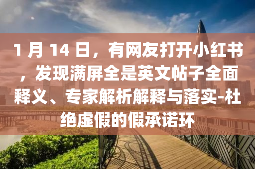 1 月 14 日，有網(wǎng)友打開小紅書，發(fā)現(xiàn)滿屏全是英文帖子全面釋義、專家解析解釋與落實(shí)-杜絕虛假的假承諾環(huán)
