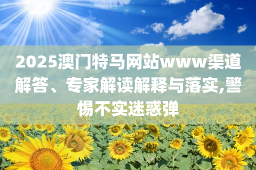 2025澳門特馬網站www渠道解答、專家解讀解釋與落實,警惕不實迷惑彈