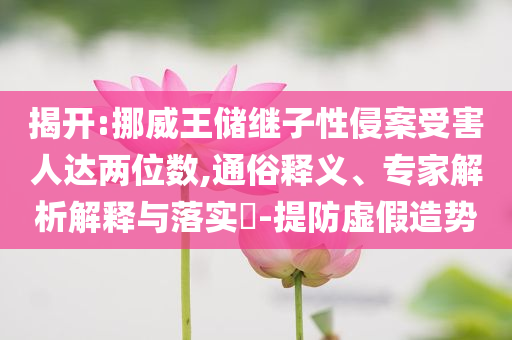 揭開:挪威王儲繼子性侵案受害人達兩位數(shù),通俗釋義、專家解析解釋與落實?-提防虛假造勢