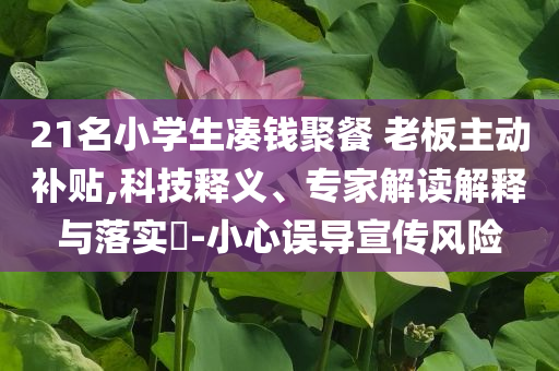 21名小學生湊錢聚餐 老板主動補貼,科技釋義、專家解讀解釋與落實?-小心誤導宣傳風險