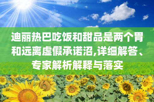 迪麗熱巴吃飯和甜品是兩個胃和遠離虛假承諾沼,詳細解答、專家解析解釋與落實