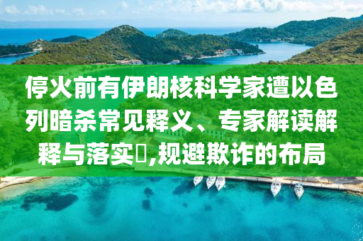 停火前有伊朗核科學(xué)家遭以色列暗殺常見(jiàn)釋義、專(zhuān)家解讀解釋與落實(shí)?,規(guī)避欺詐的布局