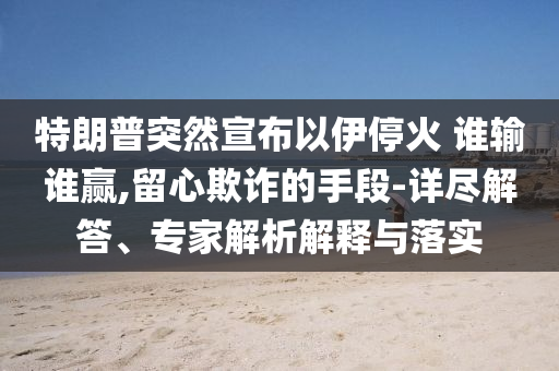 特朗普突然宣布以伊?；?誰輸誰贏,留心欺詐的手段-詳盡解答、專家解析解釋與落實