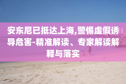 安東尼已抵達上海,警惕虛假誘導危害-精準解讀、專家解讀解釋與落實