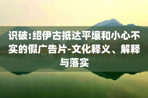識(shí)破:紹伊古抵達(dá)平壤和小心不實(shí)的假?gòu)V告片-文化釋義、解釋與落實(shí)