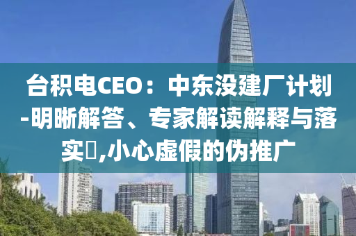 臺積電CEO：中東沒建廠計劃-明晰解答、專家解讀解釋與落實?,小心虛假的偽推廣