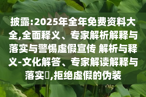 披露:2025年全年免費資料大全,全面釋義、專家解析解釋與落實與警惕虛假宣傳 解析與釋義-文化解答、專家解讀解釋與落實?,拒絕虛假的偽裝