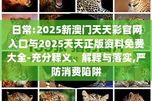 日常:2025新澳門天天彩官網入口與2025天天正版資料免費大全-充分釋義、解釋與落實,嚴防消費陷阱
