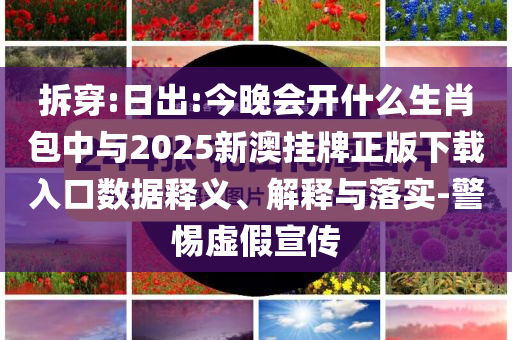 拆穿:日出:今晚會開什么生肖包中與2025新澳掛牌正版下載入口數據釋義、解釋與落實-警惕虛假宣傳