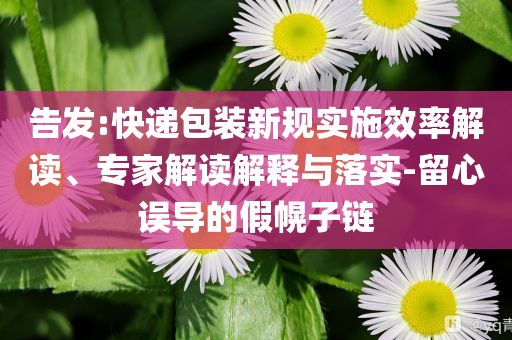 告發:快遞包裝新規實施效率解讀、專家解讀解釋與落實-留心誤導的假幌子鏈