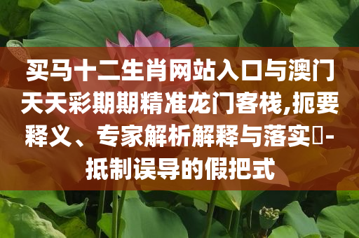 買馬十二生肖網站入口與澳門天天彩期期精準龍門客棧,扼要釋義、專家解析解釋與落實?-抵制誤導的假把式